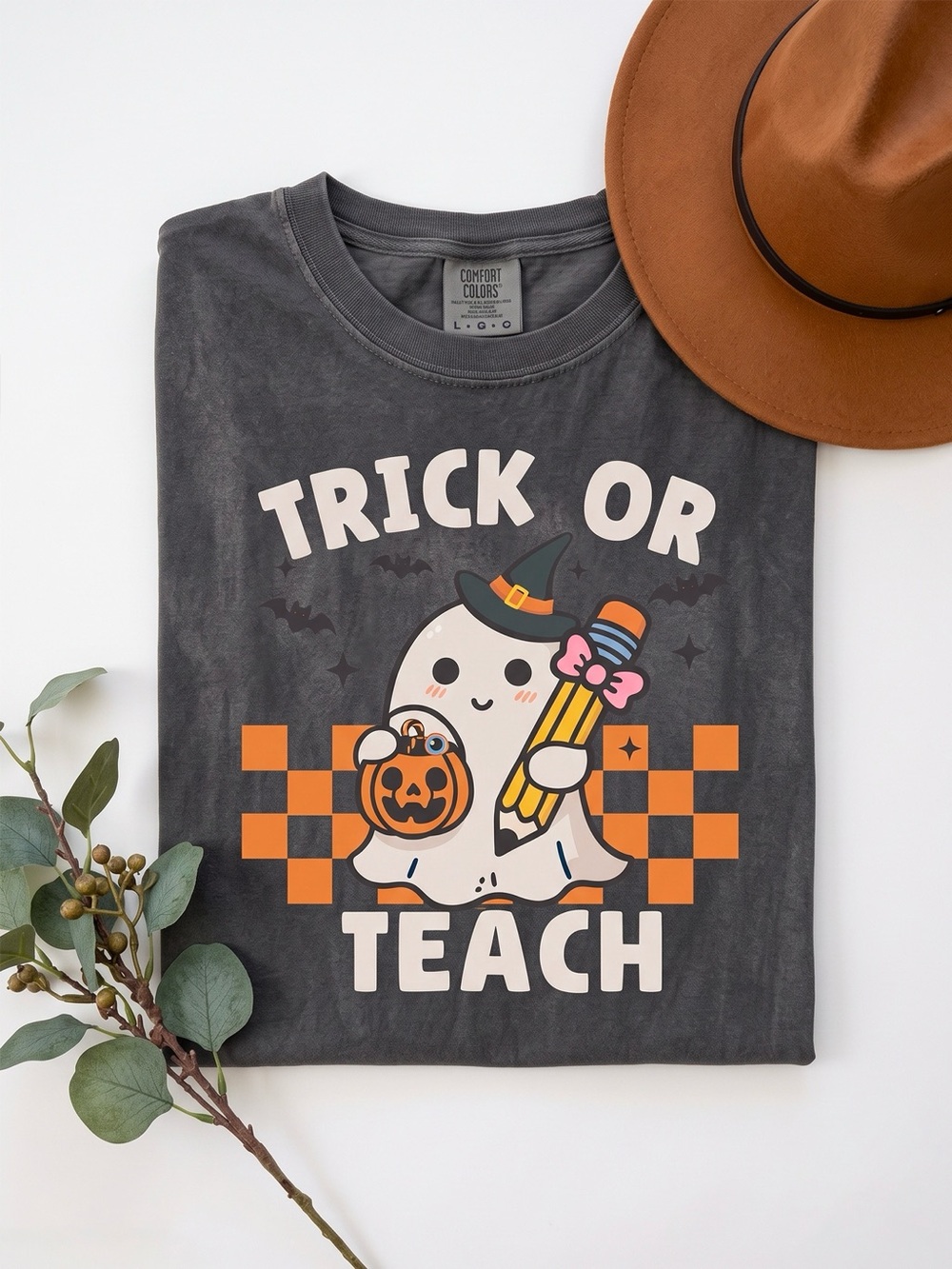 Trick or Teach Halloween Ghost Teacher Pepper Comfort Colors T-Shirt